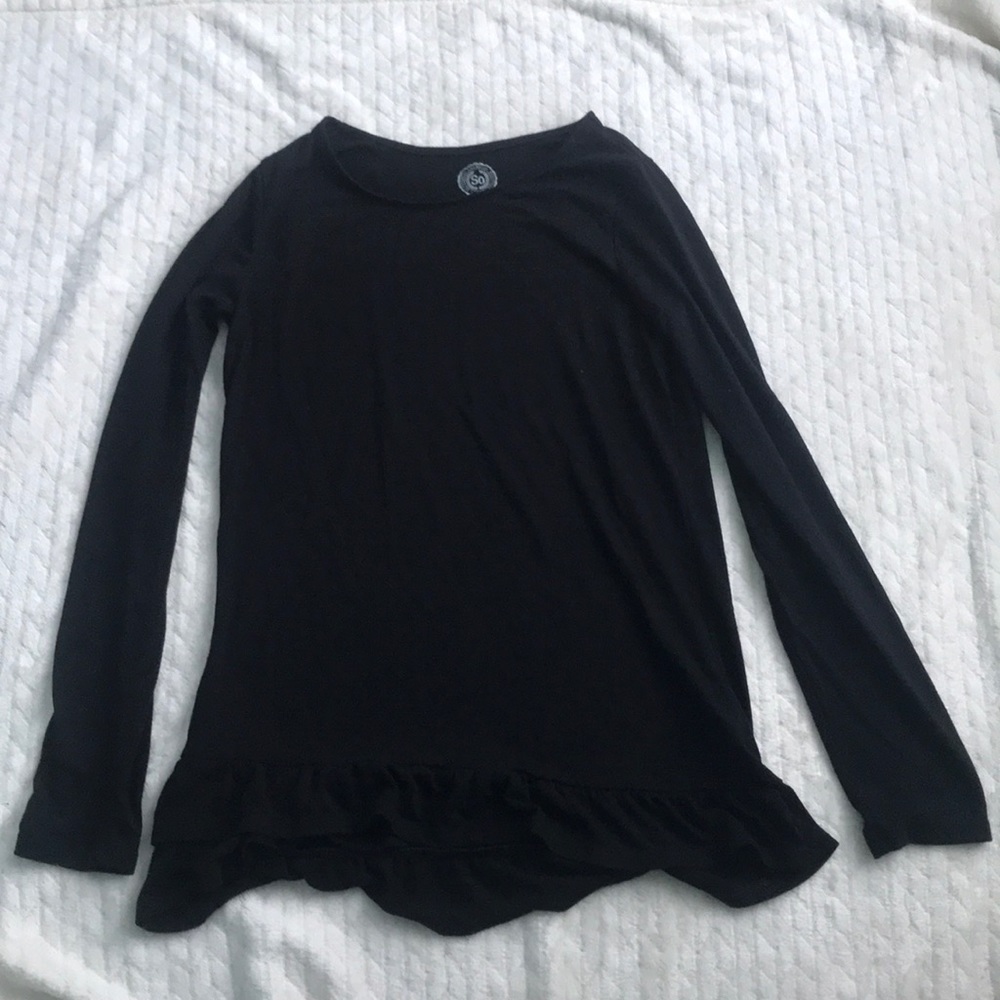 Black T-Shirt with ruffles at the bottom